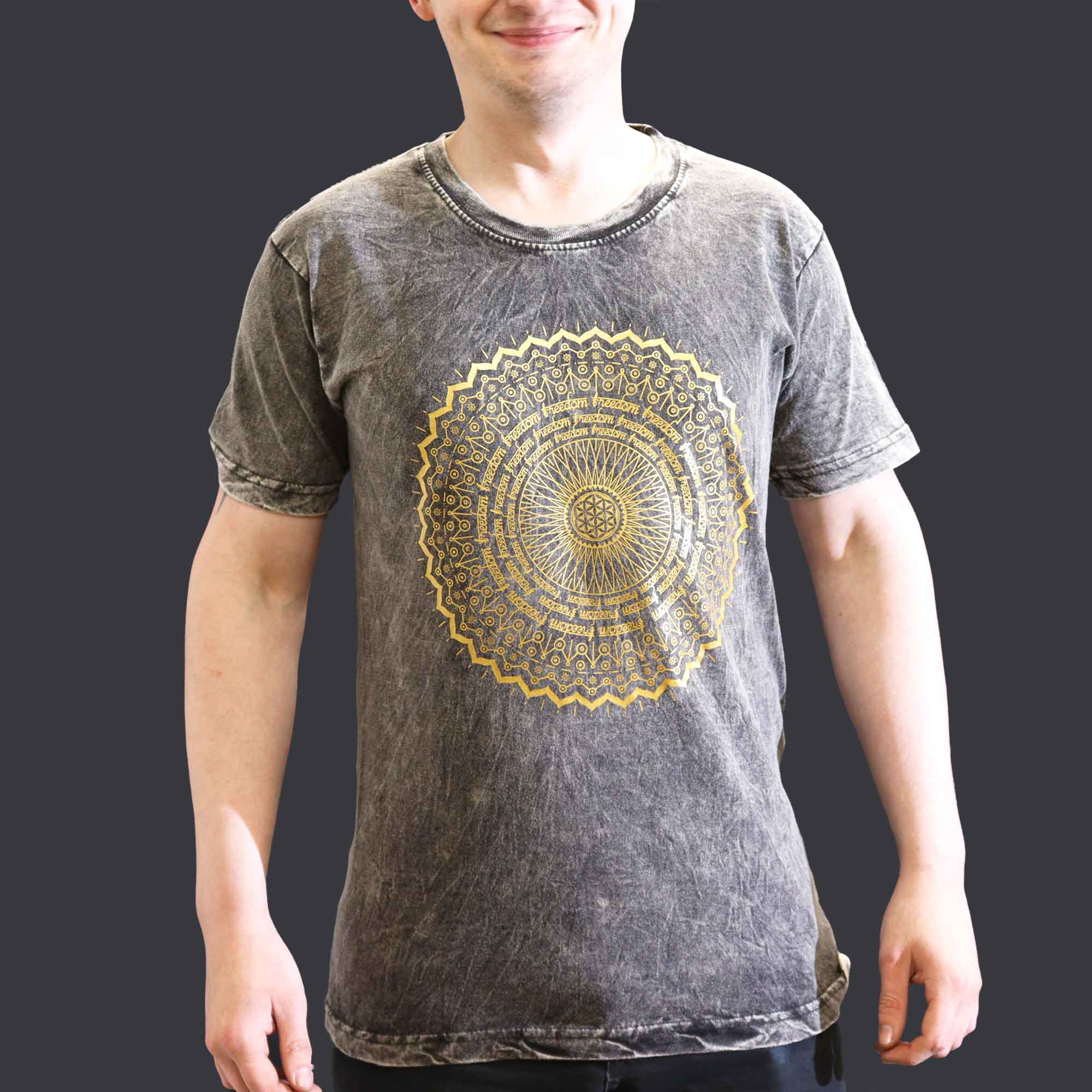 T-shirt bohème Mandala  - Gris argent 