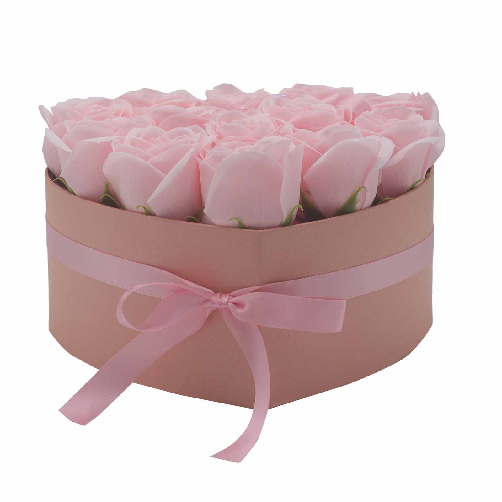 Bouquet de Fleurs en Savon – 13 Roses Roses en Coffret Cœur