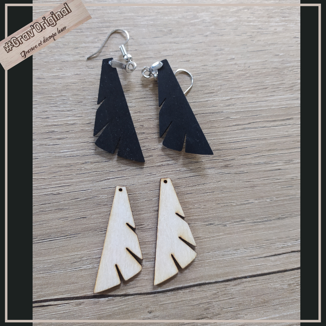Boucles d'oreille en bois #6