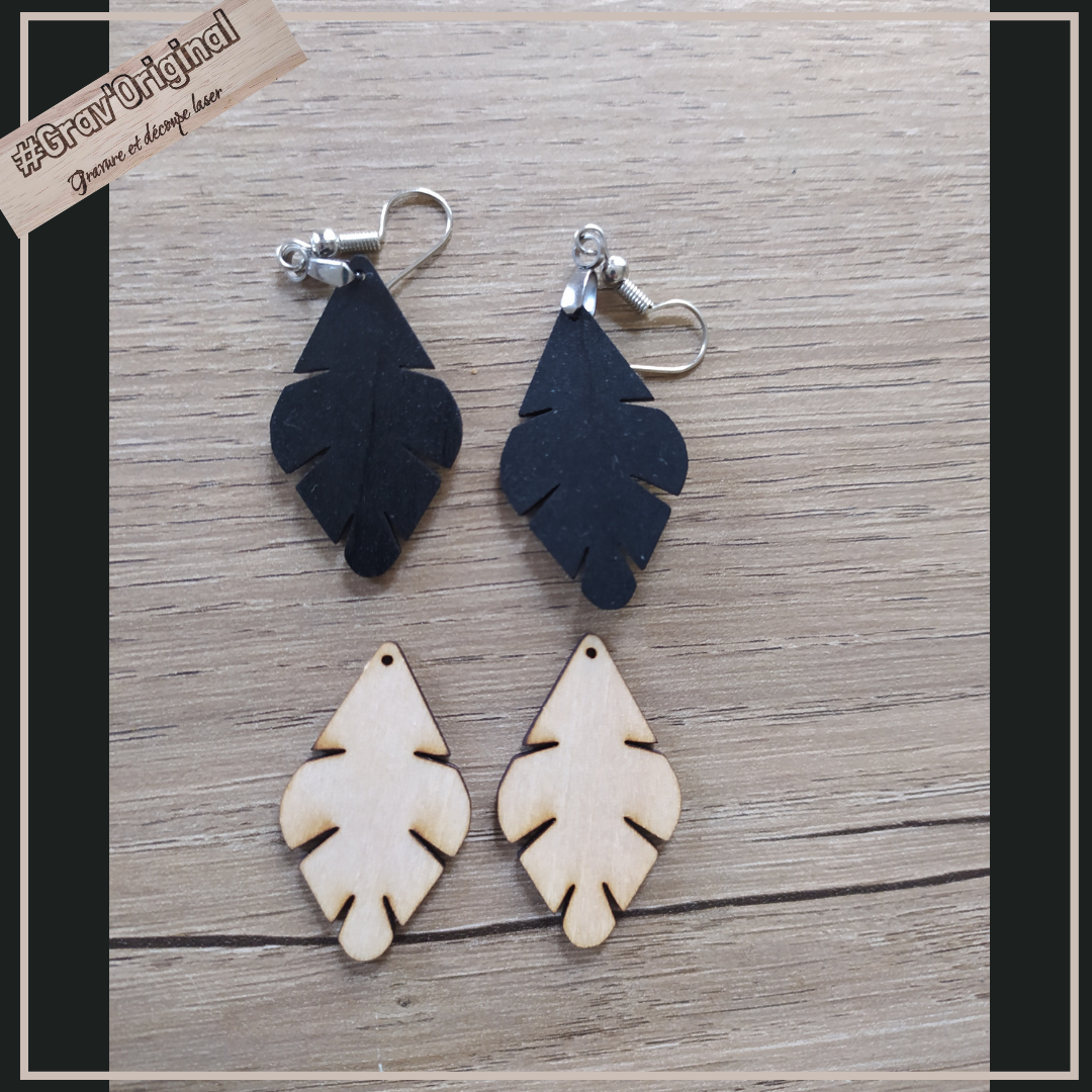 Boucles d'oreille en bois #7
