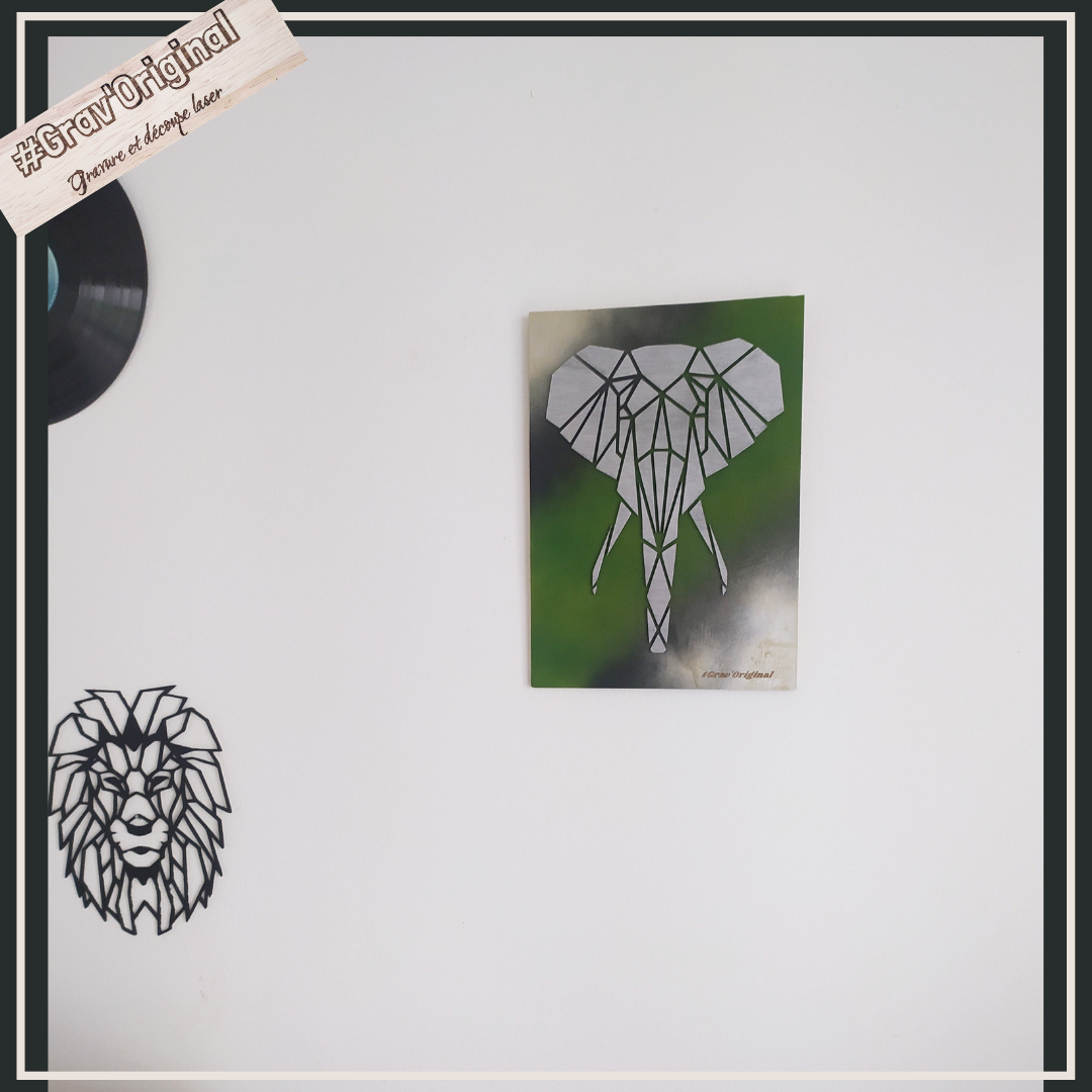 Tableau éléphant géométrique en 3D