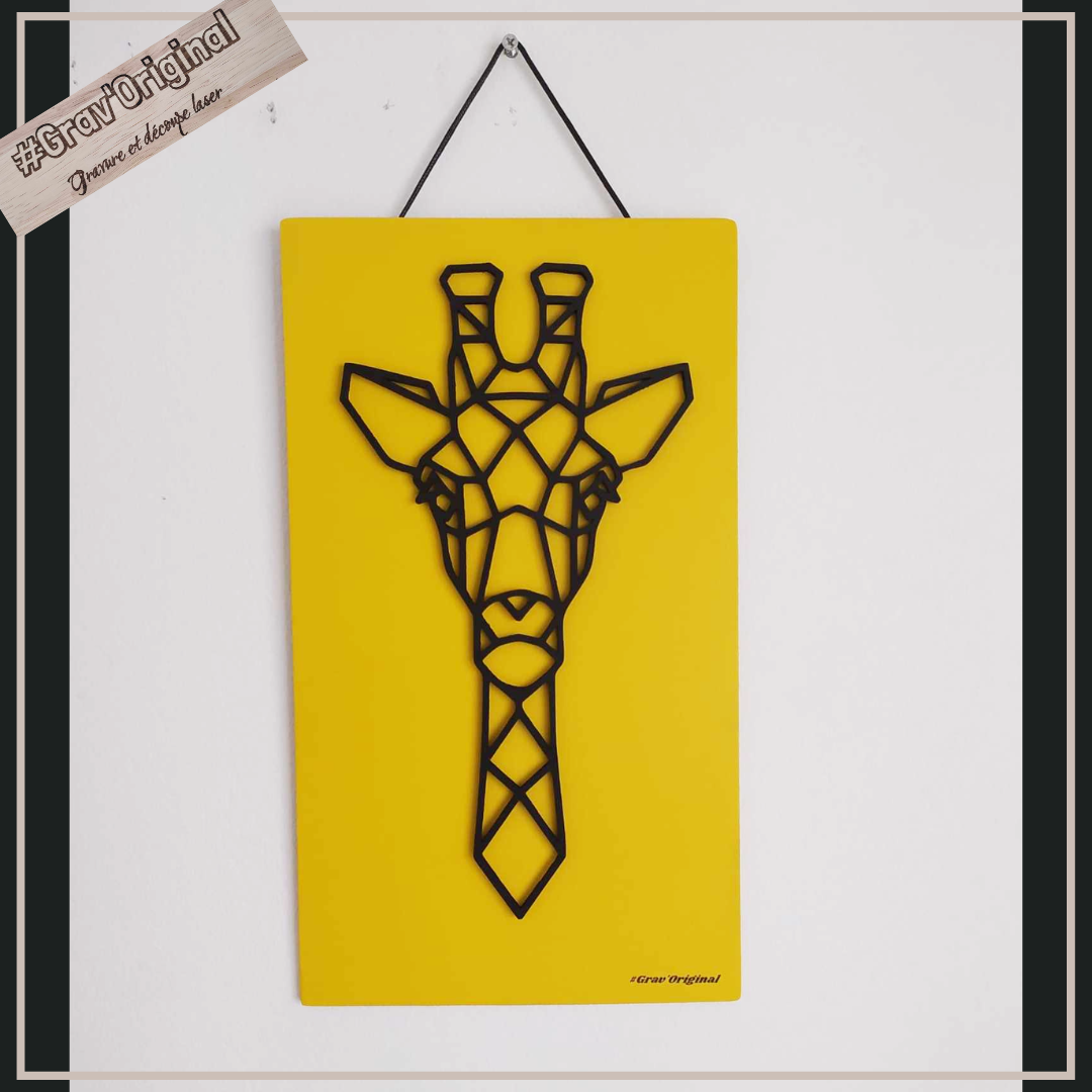 Tableau girafe géométrique contour 3D