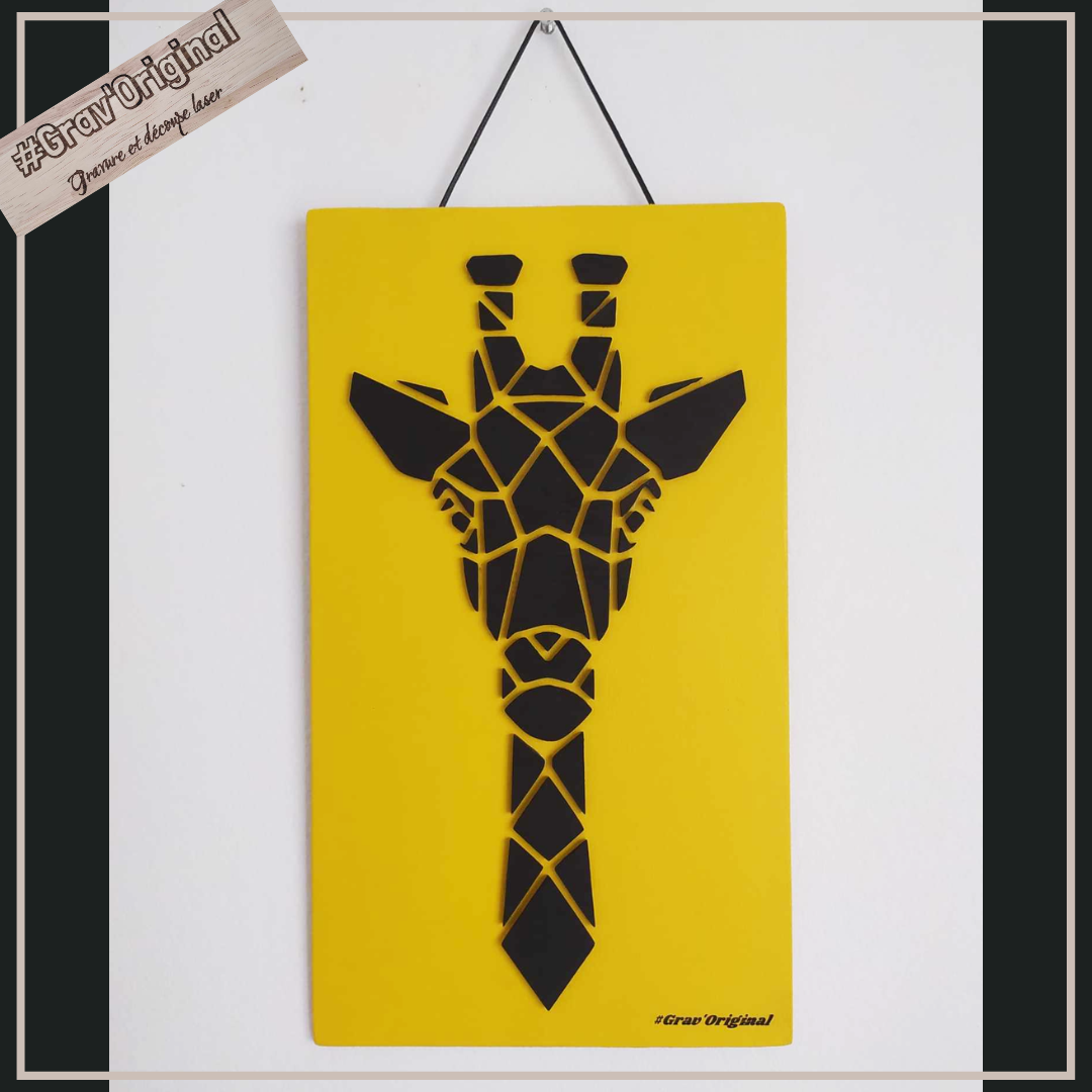 Tableau girafe géométrique intérieur 3D
