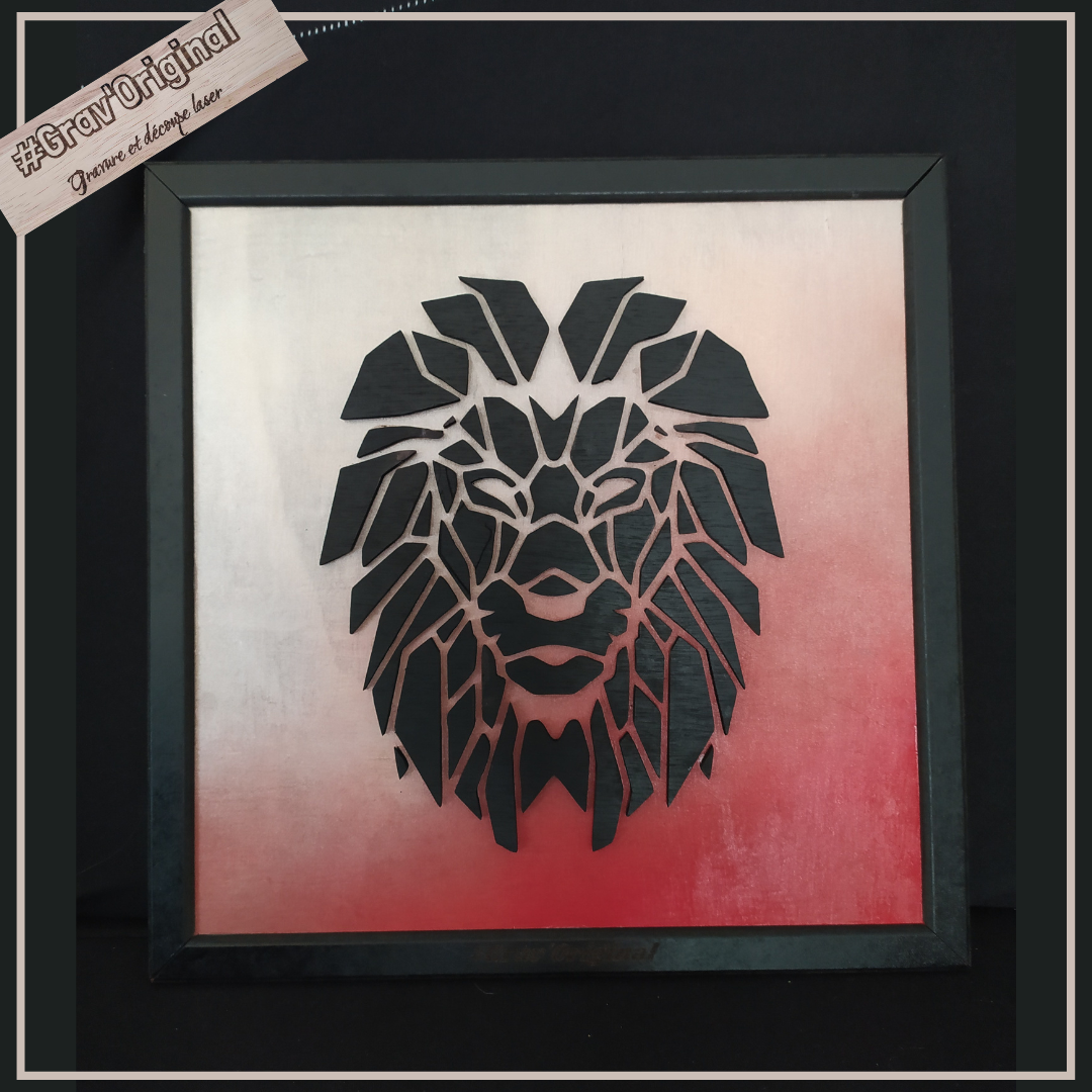 Tableau Lion géométrique 3D