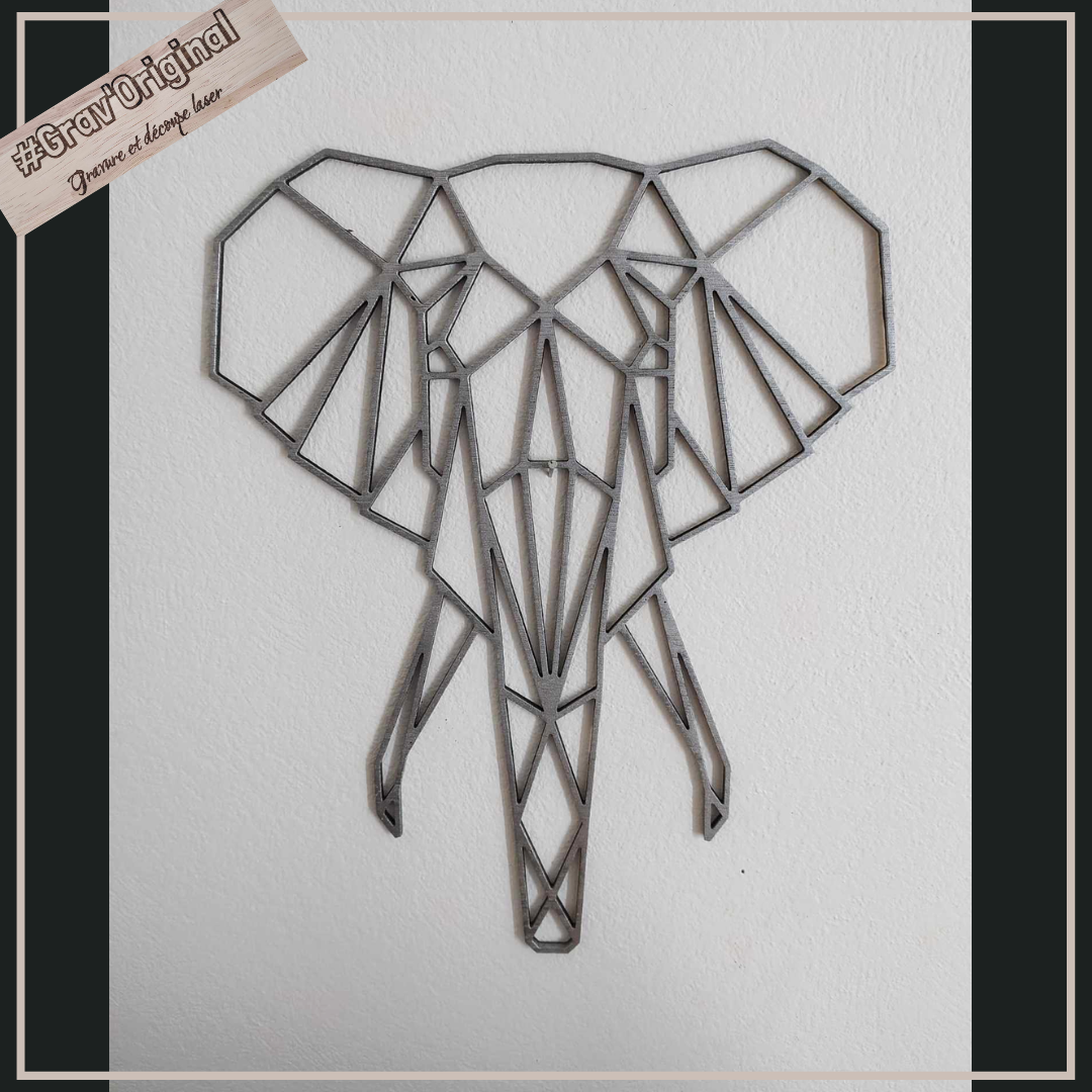 éléphant géométrique - gris