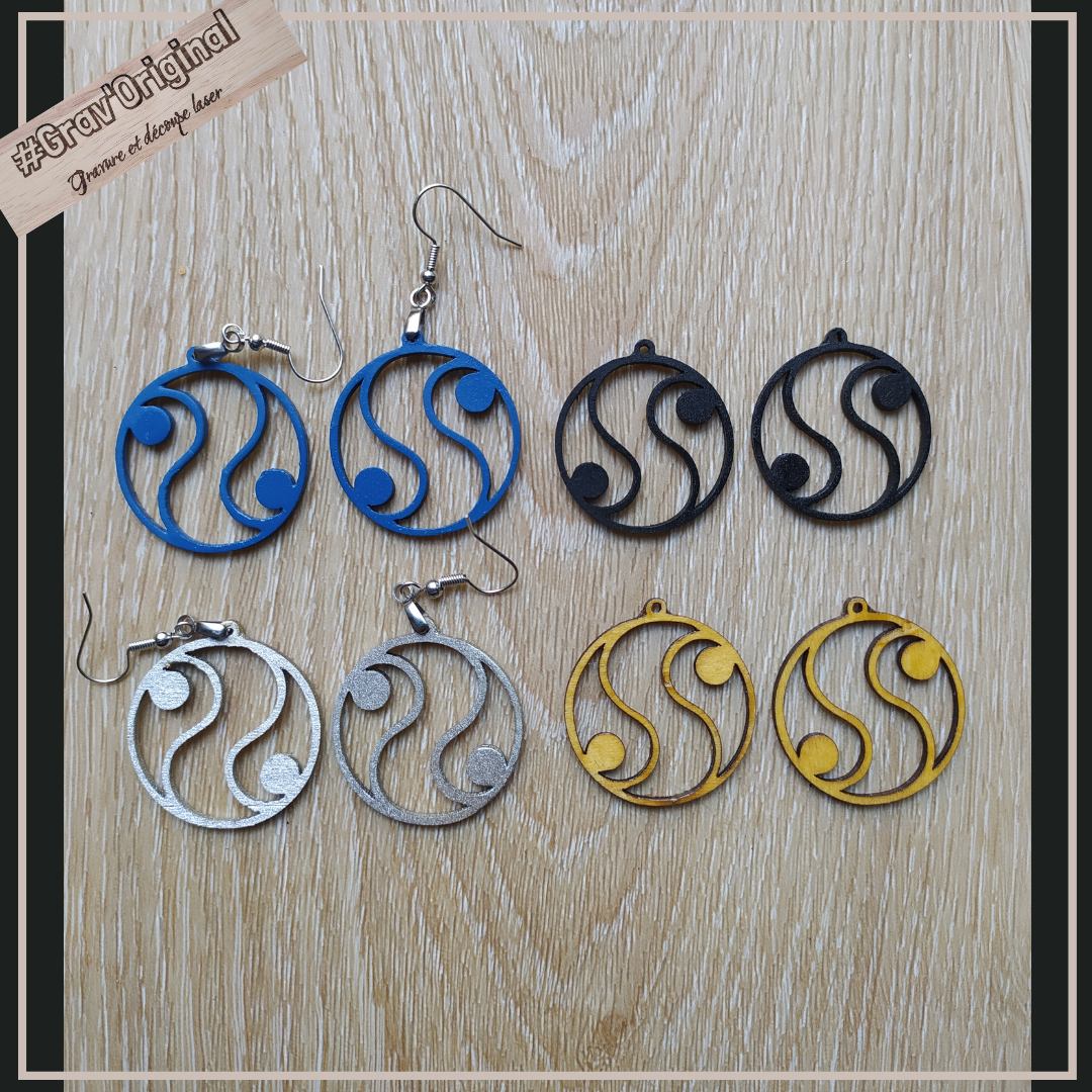 Boucles d'oreille en bois #16 - fabrication artisanale faite en France