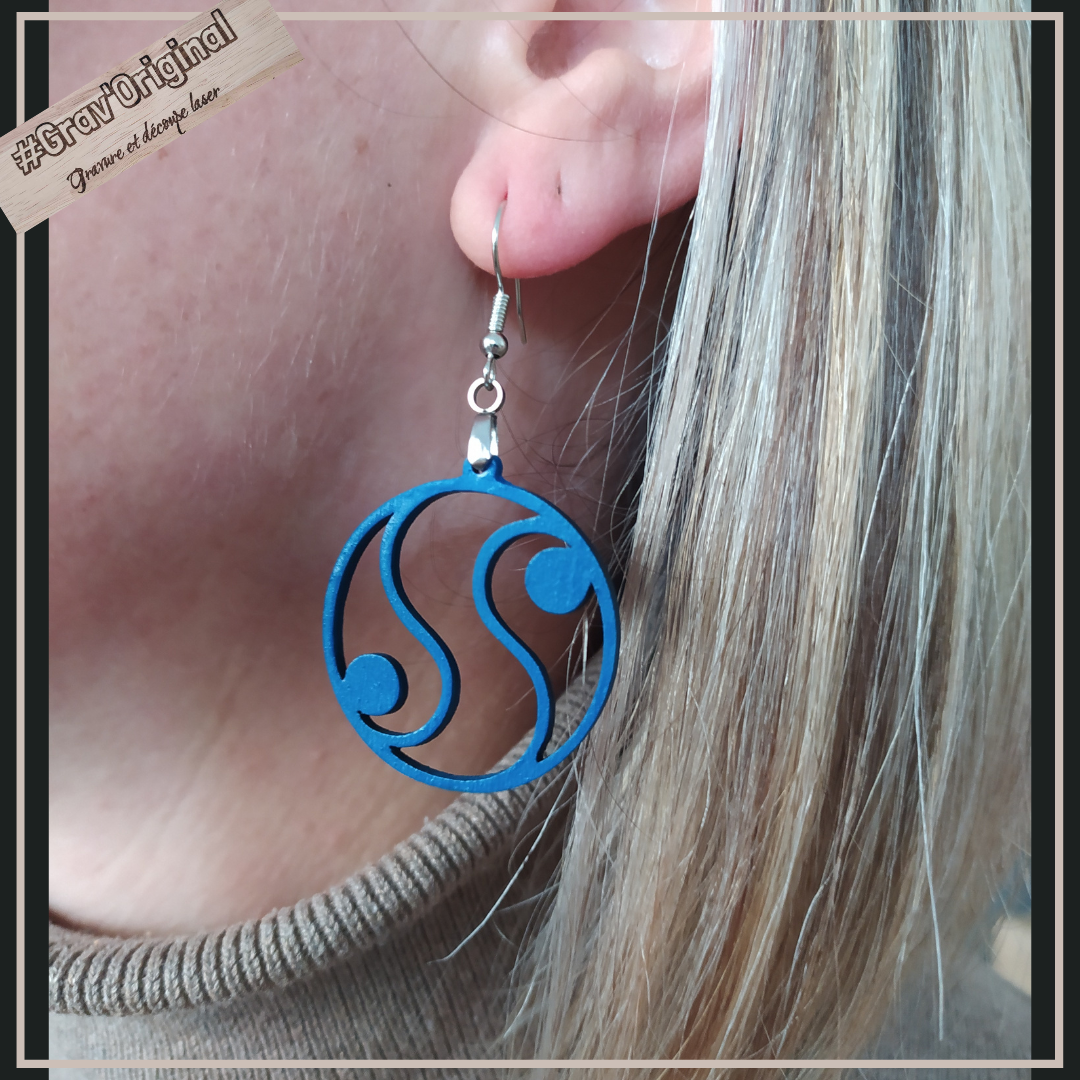 Boucles d'oreille en bois #16 - fabrication artisanale faite en France