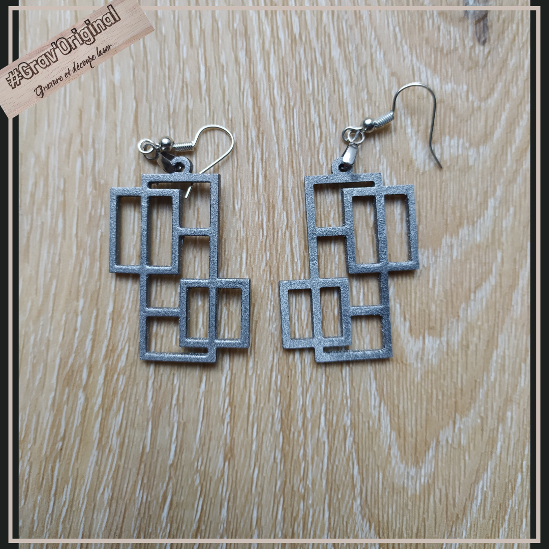 Boucles d'oreille en bois #17