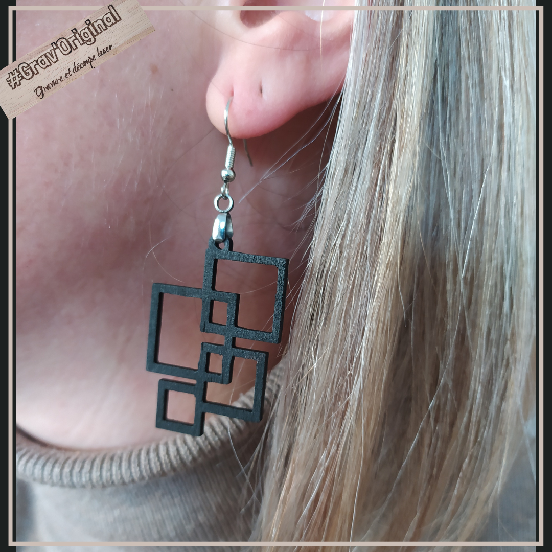 Boucles d'oreille en bois #18