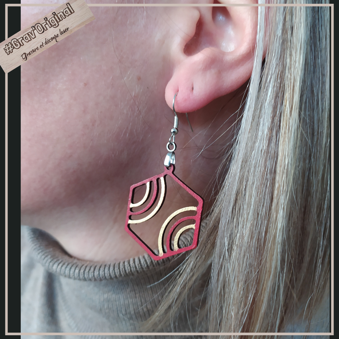 Boucles d'oreille en bois #21