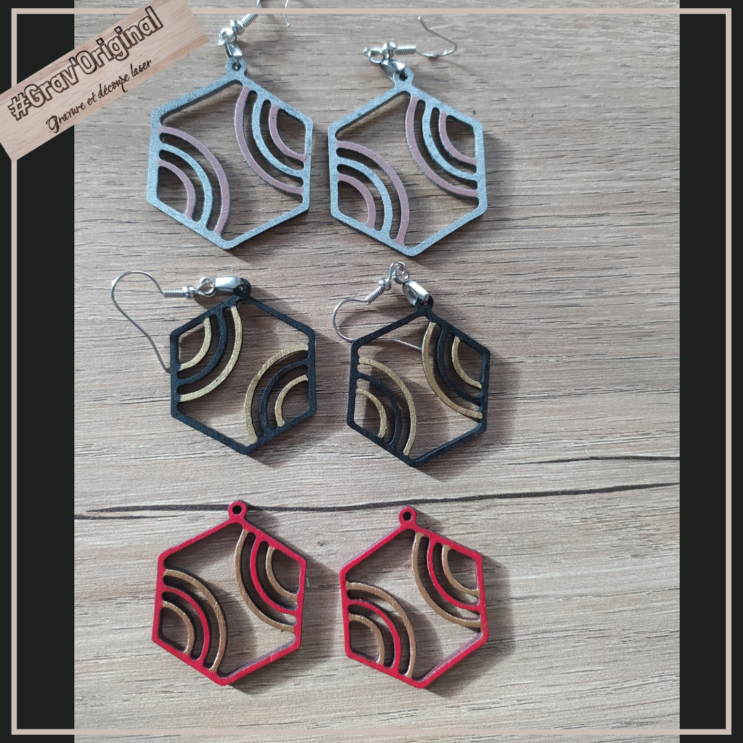 Boucles d'oreille en bois #21