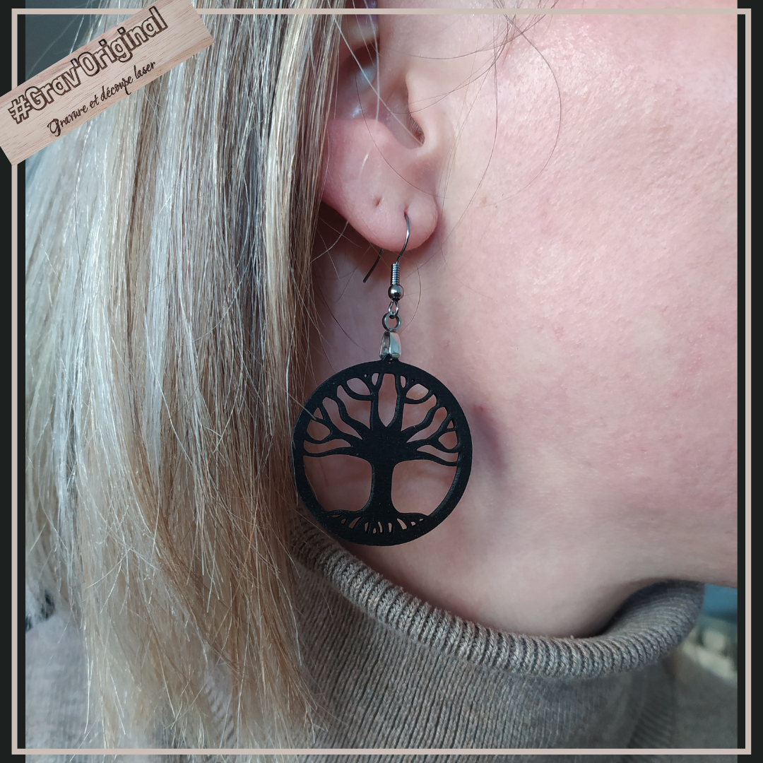 Boucles d'oreille Arbre de vie - fabrication artisanale faite en France