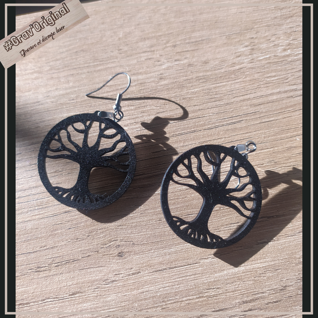 Boucles d'oreille Arbre de vie - fabrication artisanale faite en France