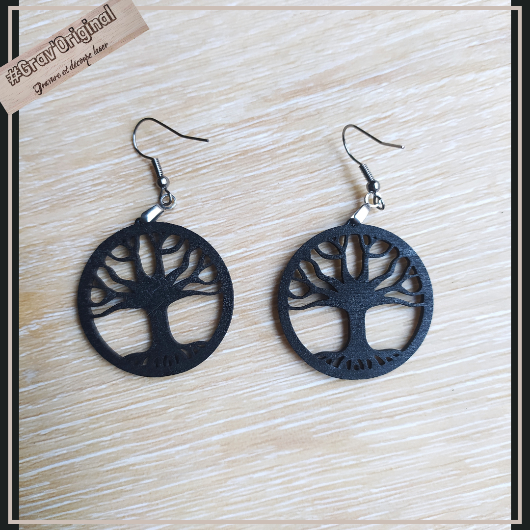 Boucles d'oreille Arbre de vie - fabrication artisanale faite en France