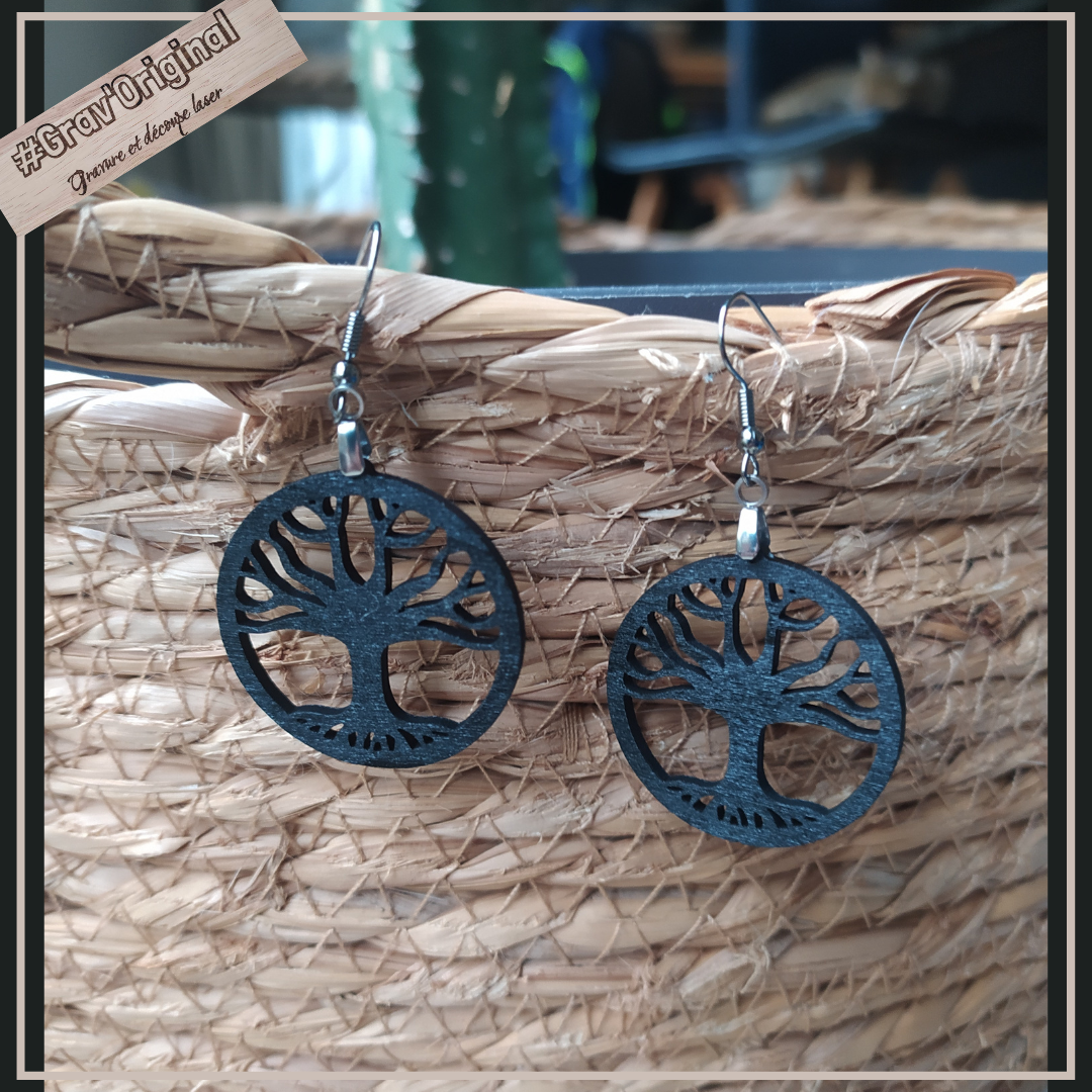 Boucles d'oreille Arbre de vie - fabrication artisanale faite en France