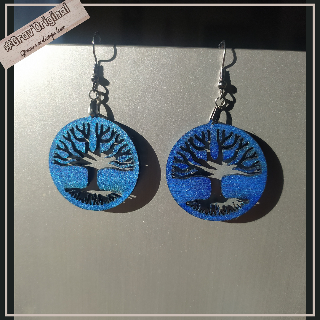 Boucles d'oreille Arbre de vie 2- fabrication artisanale faite en France