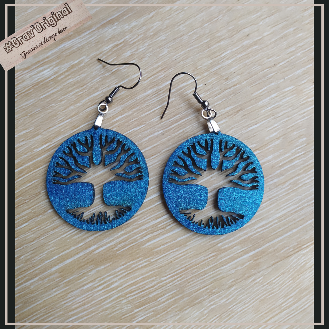 Boucles d'oreille Arbre de vie 2- fabrication artisanale faite en France