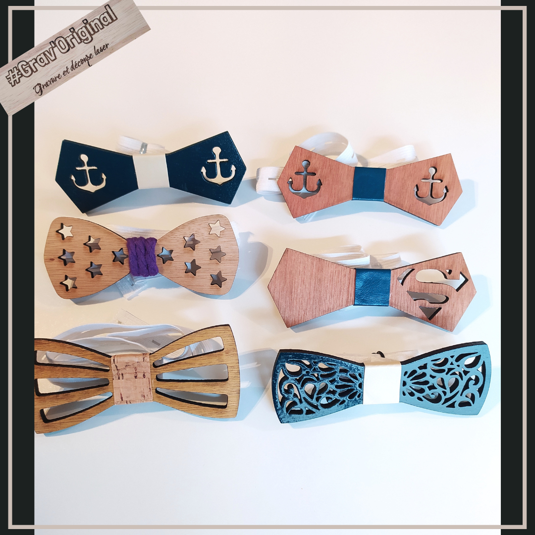 Noeud papillon en bois "ancre"