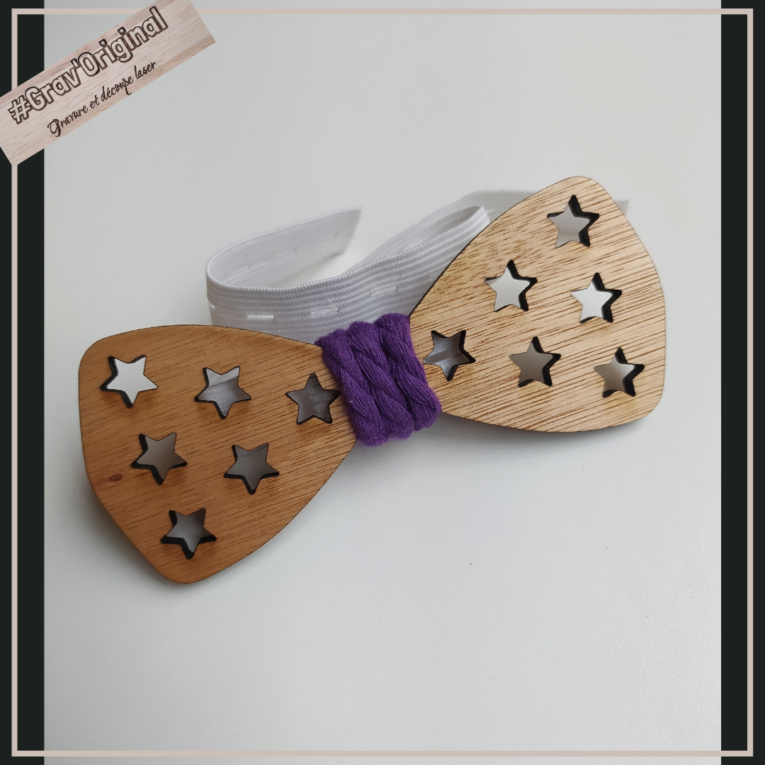 Noeud papillon "étoiles" en bois 
