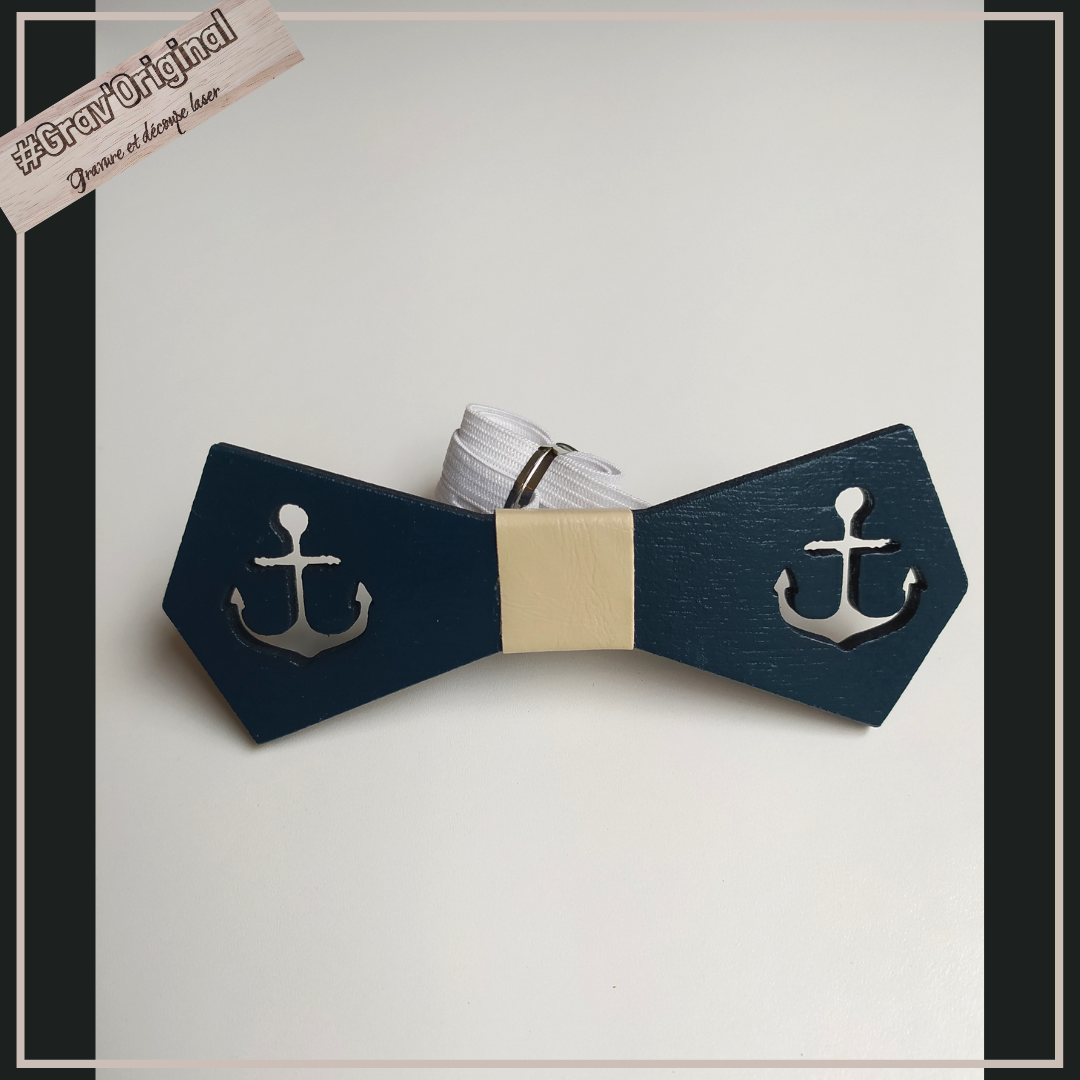 Noeud papillon en bois "ancre"