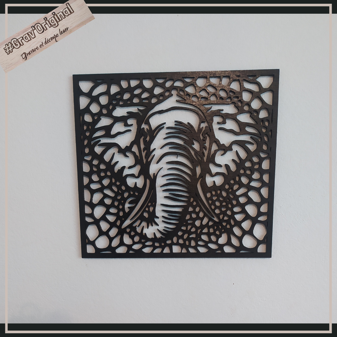 Décoration murale en bois "Head of elephant"