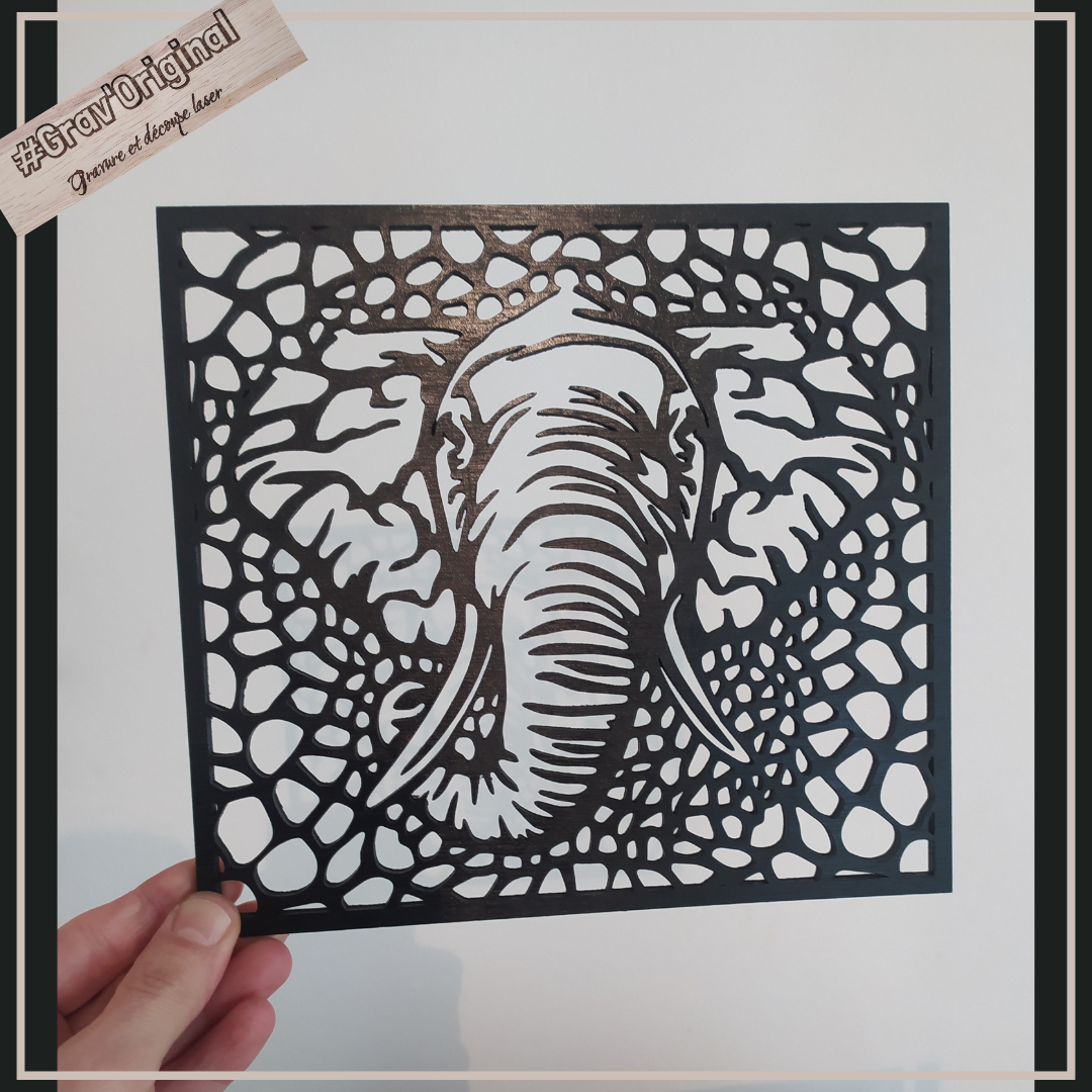 Décoration murale en bois "Head of elephant"