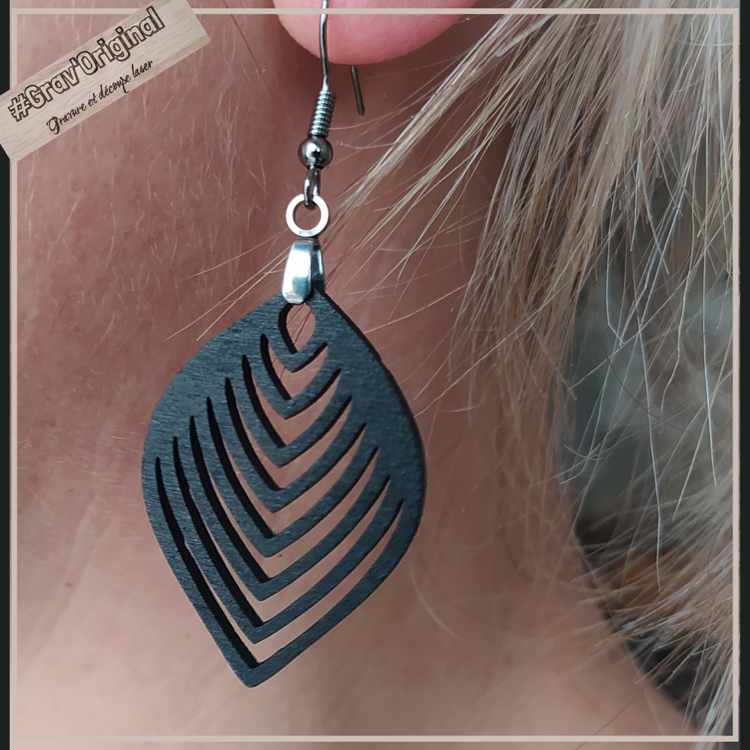 Boucles d'oreille en bois #27 - très légères - fabrication artisanale faite en France