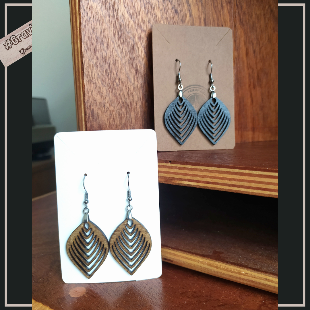 Boucles d'oreille en bois #27 - très légères - fabrication artisanale faite en France