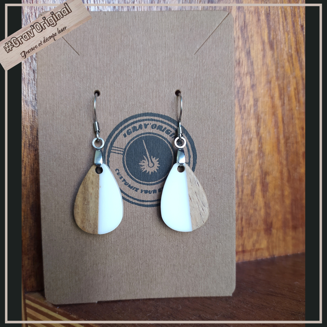 Boucles d'oreille en bois et résine