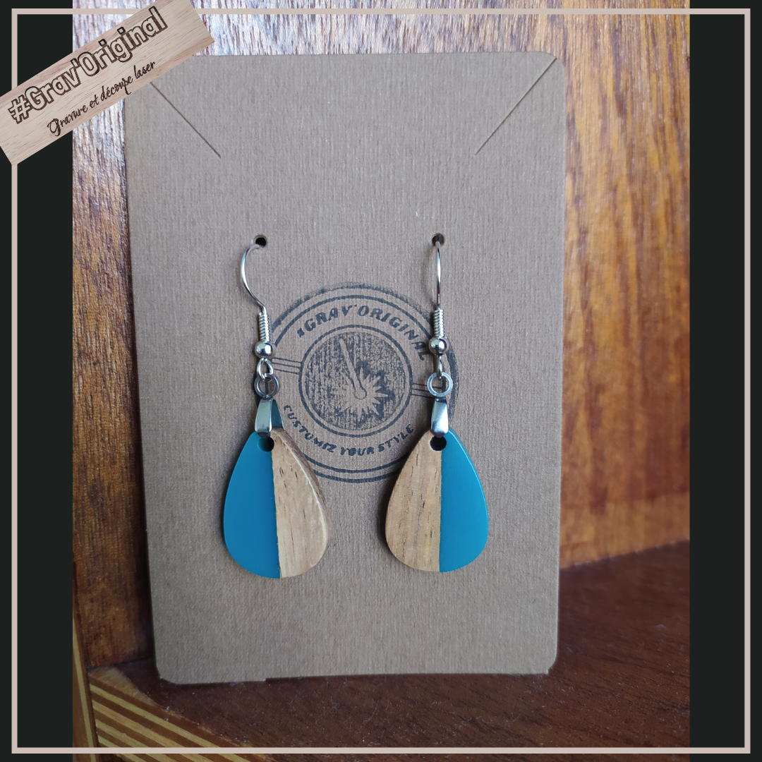 Boucles d'oreille en bois et résine