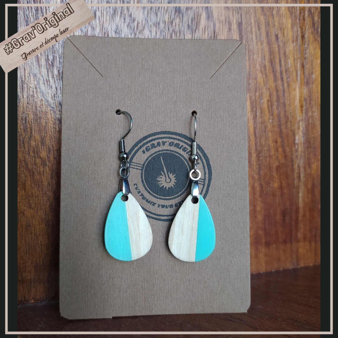Boucles d'oreille en bois et résine