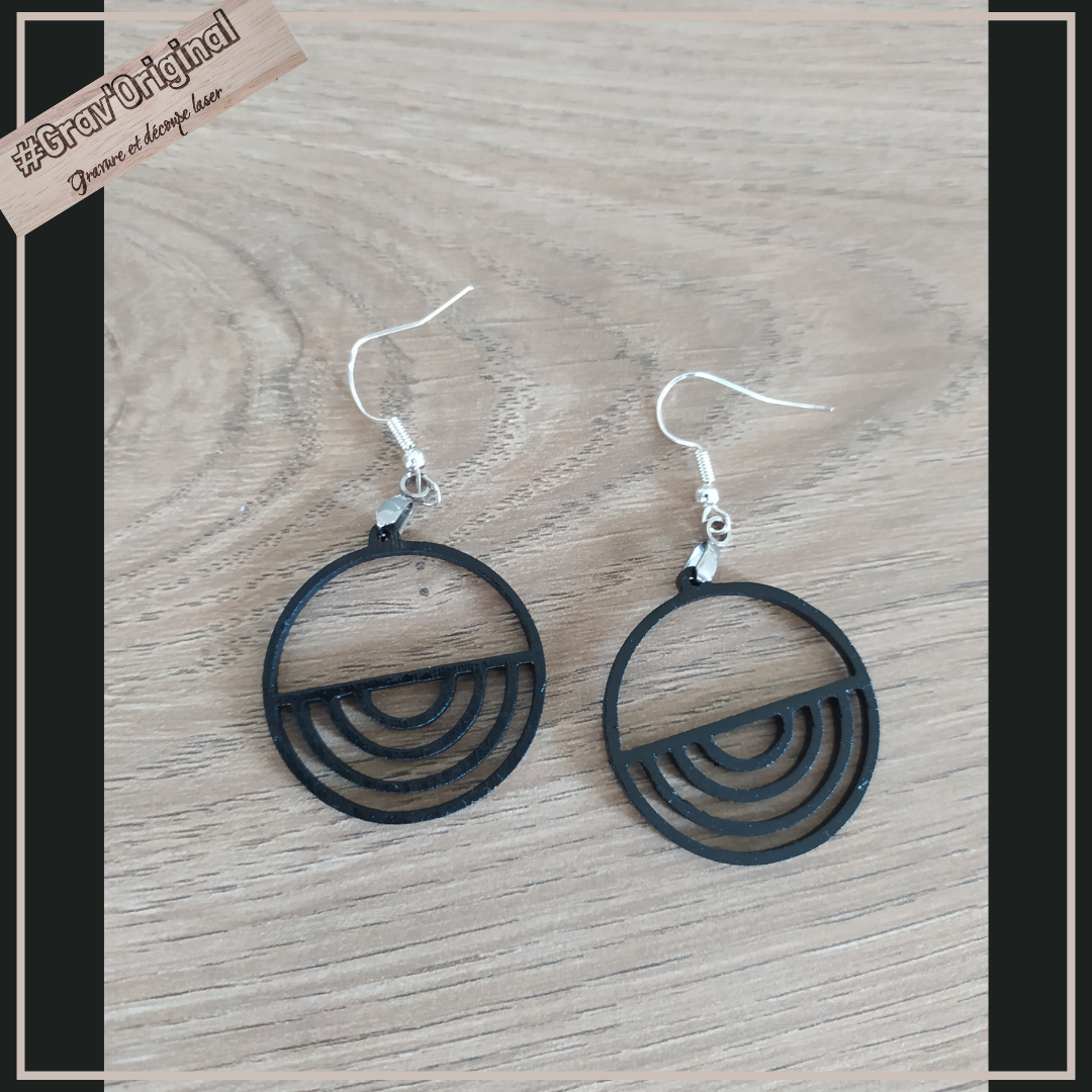 Boucles d'oreille en bois #28 - très légères - fabrication artisanale faite en France