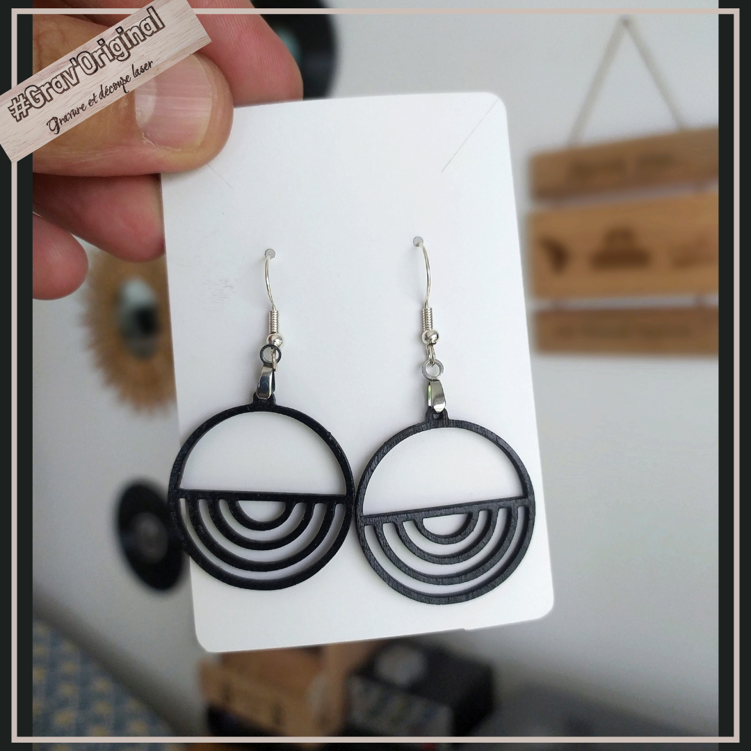 Boucles d'oreille en bois #28 - très légères - fabrication artisanale faite en France