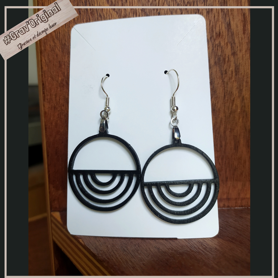 Boucles d'oreille en bois #28 - très légères - fabrication artisanale faite en France