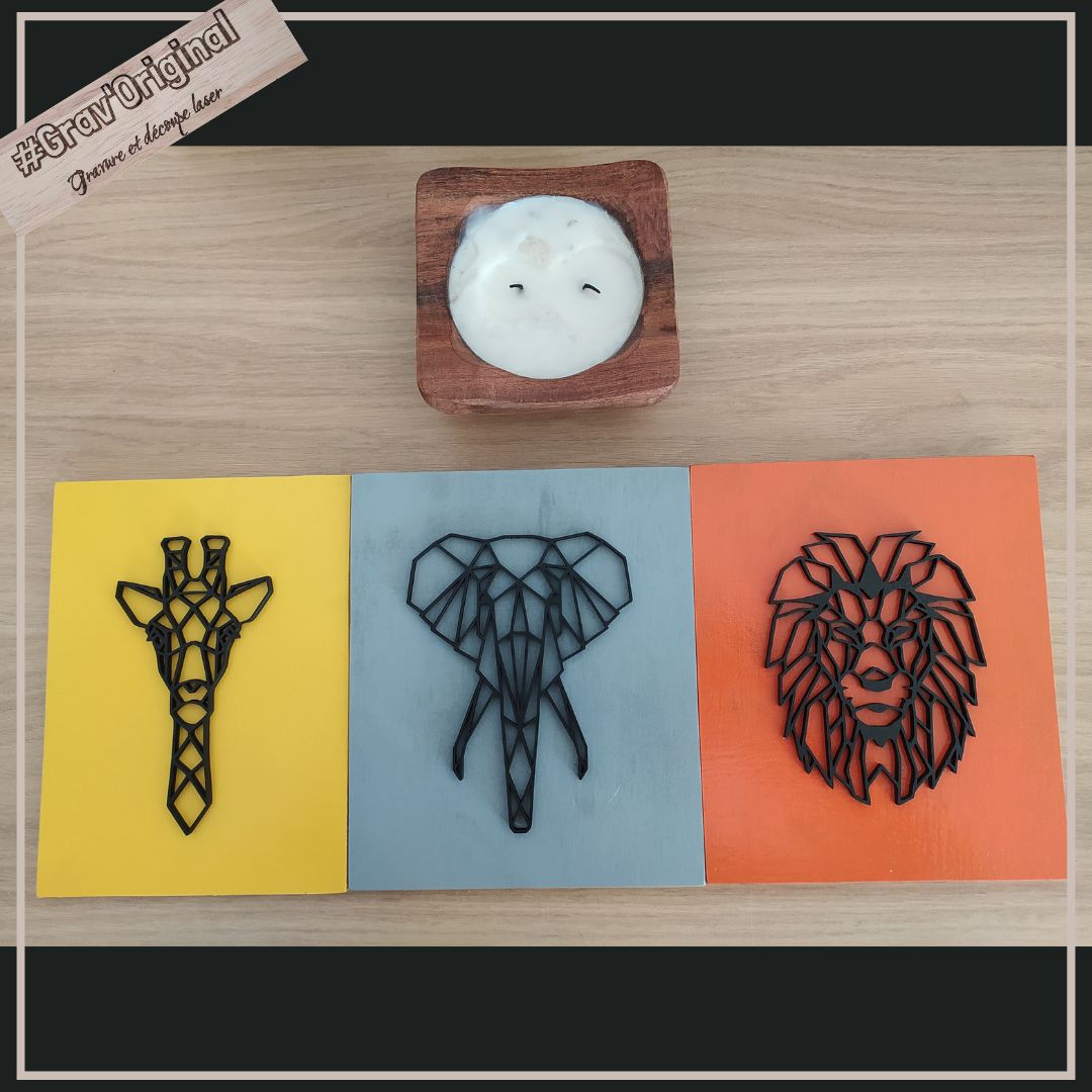 Mini tableau tête d'animaux géométrique 