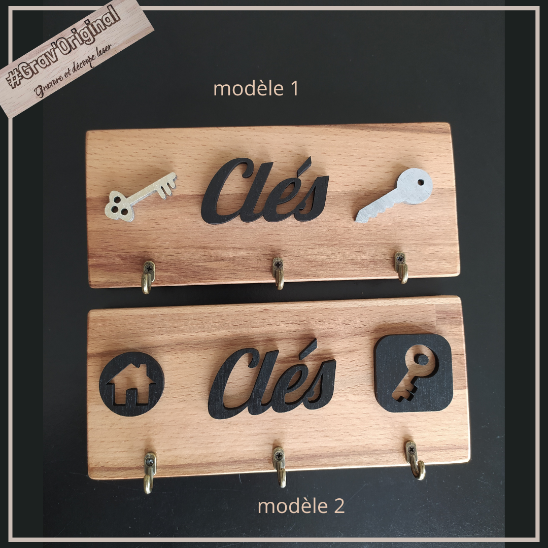Porte clés mural en chêne massif