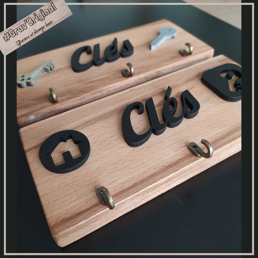 Porte clés mural en chêne massif