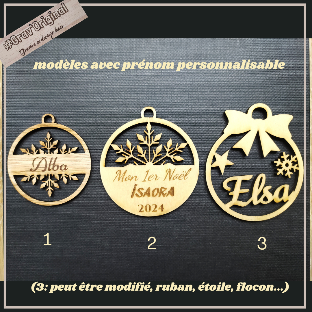 Boule de Noël avec prénom personnalisable 