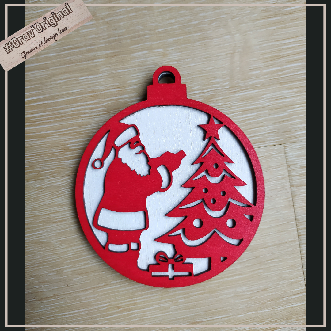 Boule "Père Noël" en bois