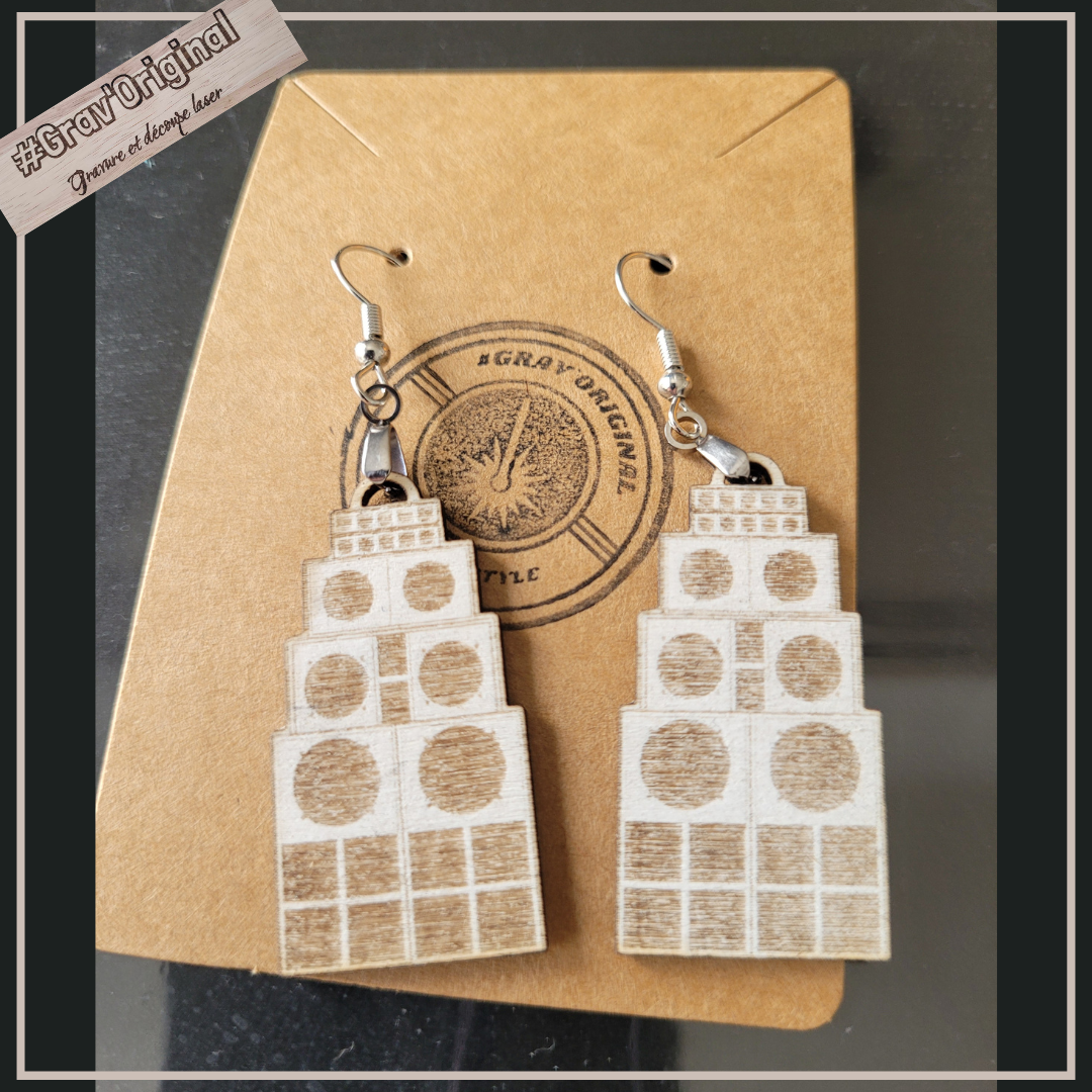 Boucles d'oreilles en bois "sound"