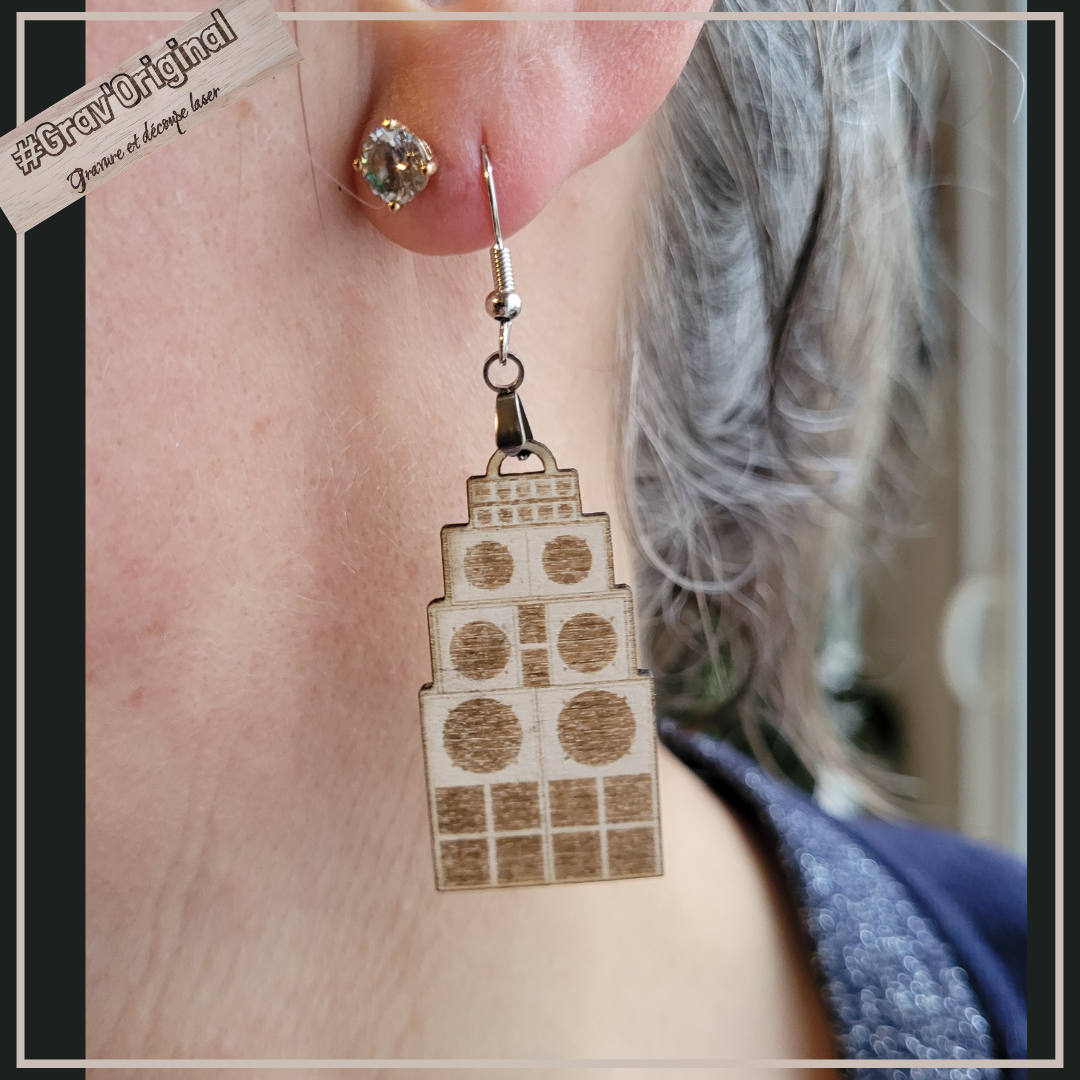 Boucles d'oreilles en bois "sound"