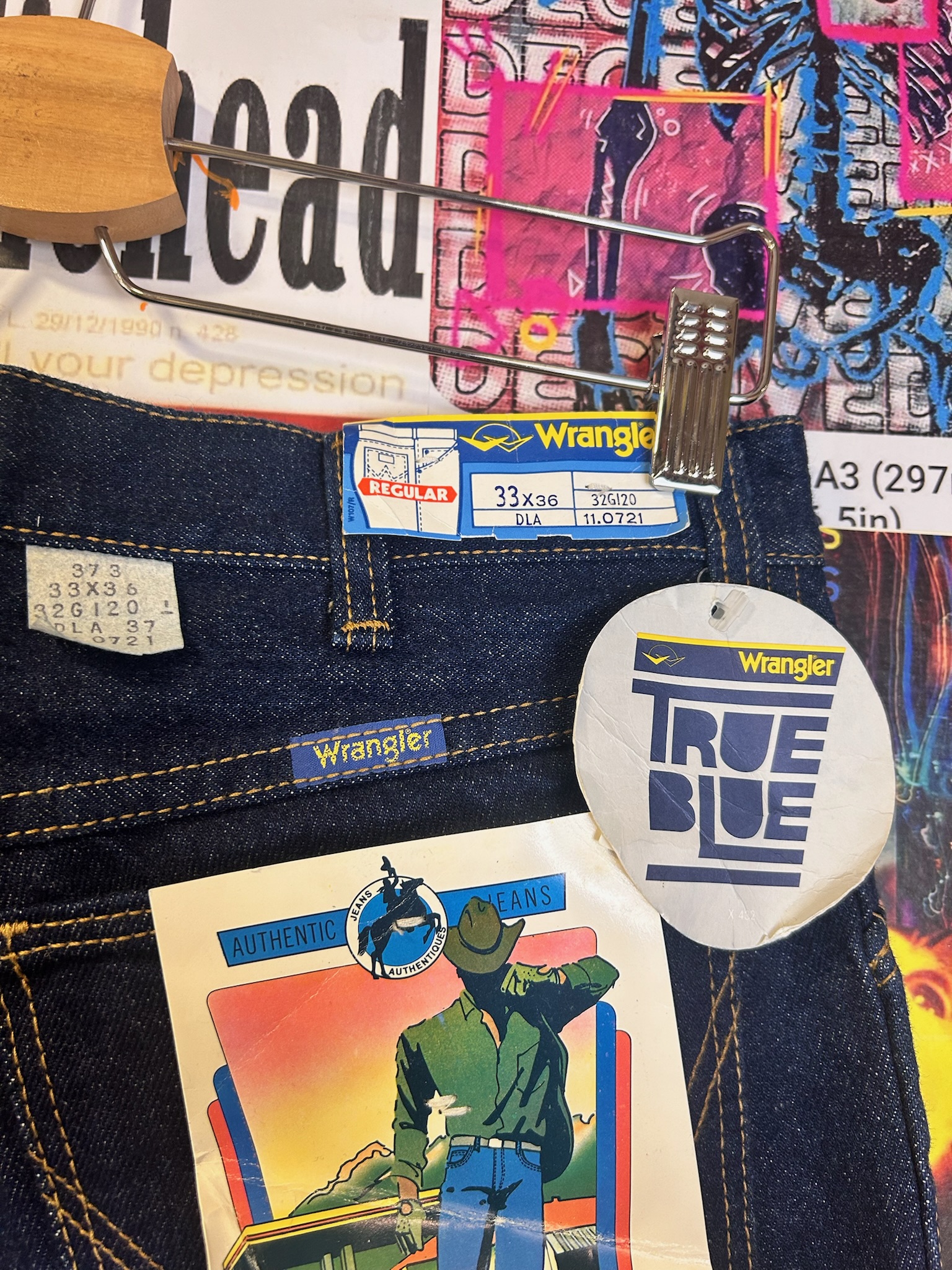 Vintage Wrangler True Blue Jeans made in Belgium (W33)