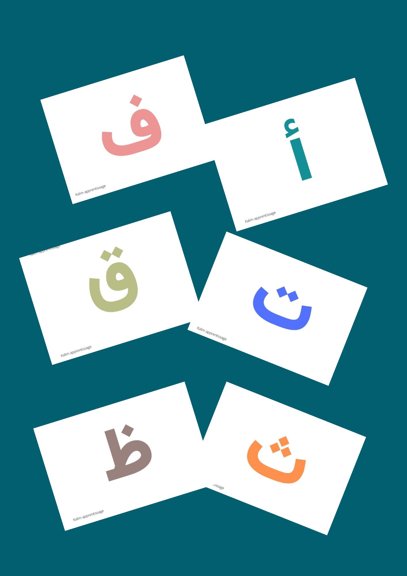 28 CARTES ÉDUCATIVES, APPRENDRE L'ALPHABET ARABE