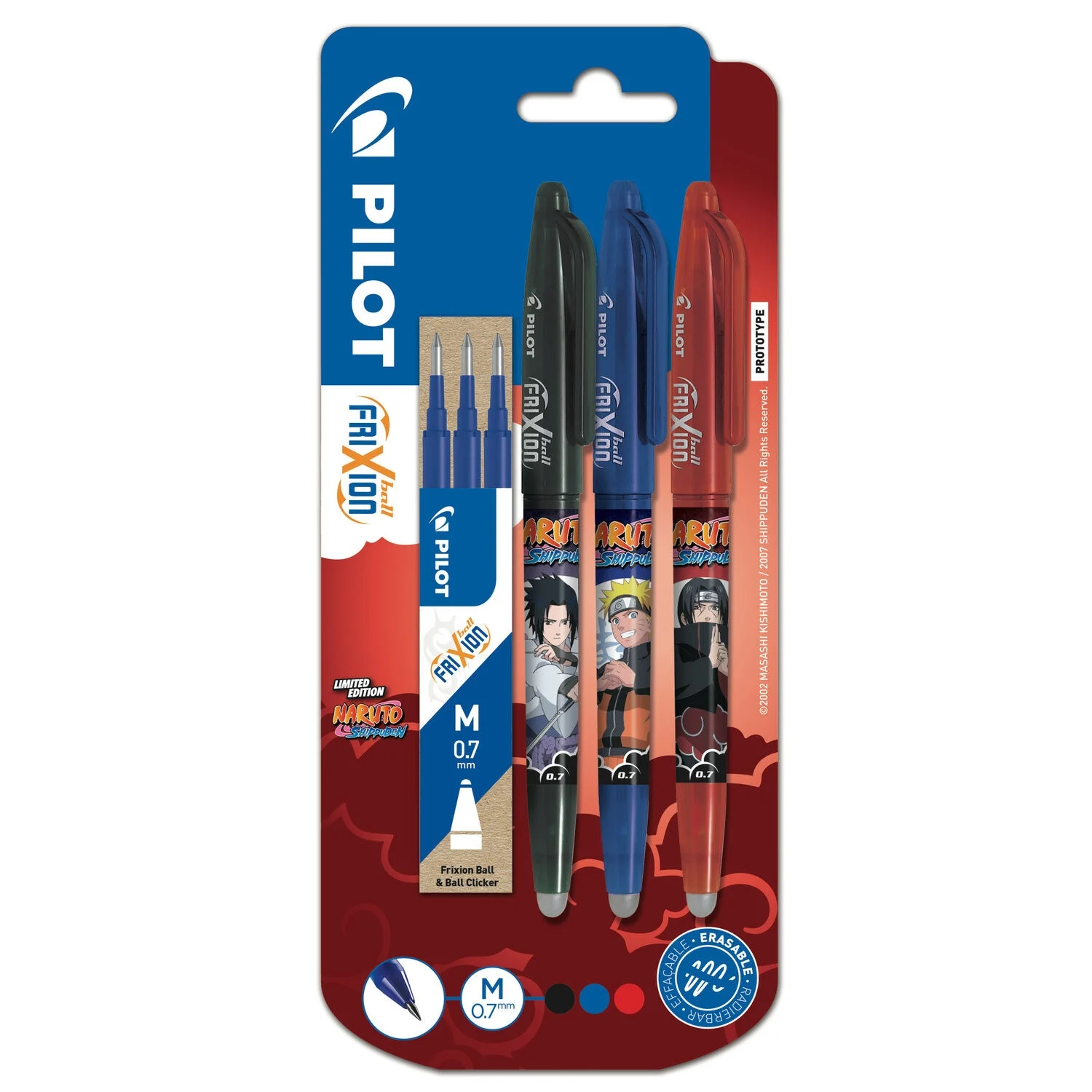 3 Stylos Pilot Frixion + 3 recharges bleues Naruto