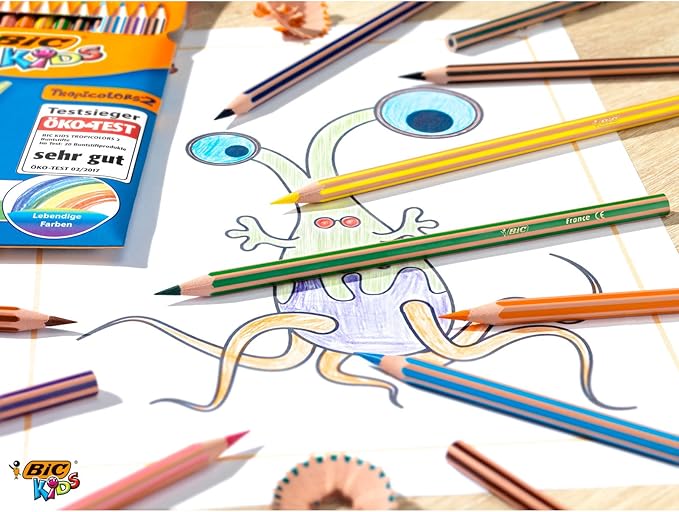 Crayons de couleur BIC Kids Tropicolors2 boite de 12