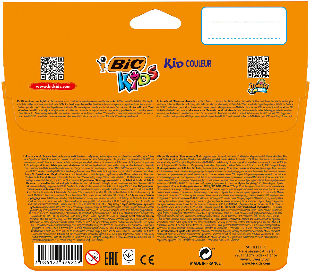 Feutres Kid Couleur BIC Kids x18