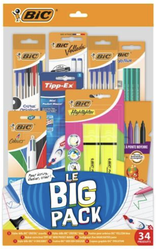 Bic BIG Pack de fournitures scolaires 34 pièces