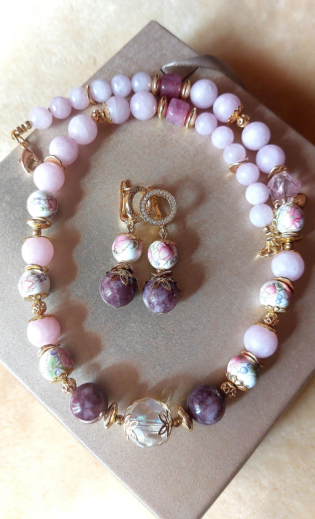 Ανοιξιάτικο Κολιέ με Lepidolite 🎀