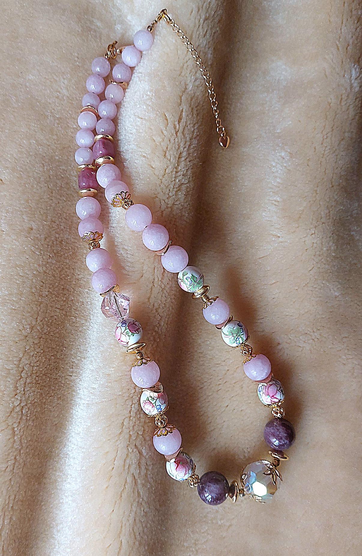 Ανοιξιάτικο Κολιέ με Lepidolite 🎀