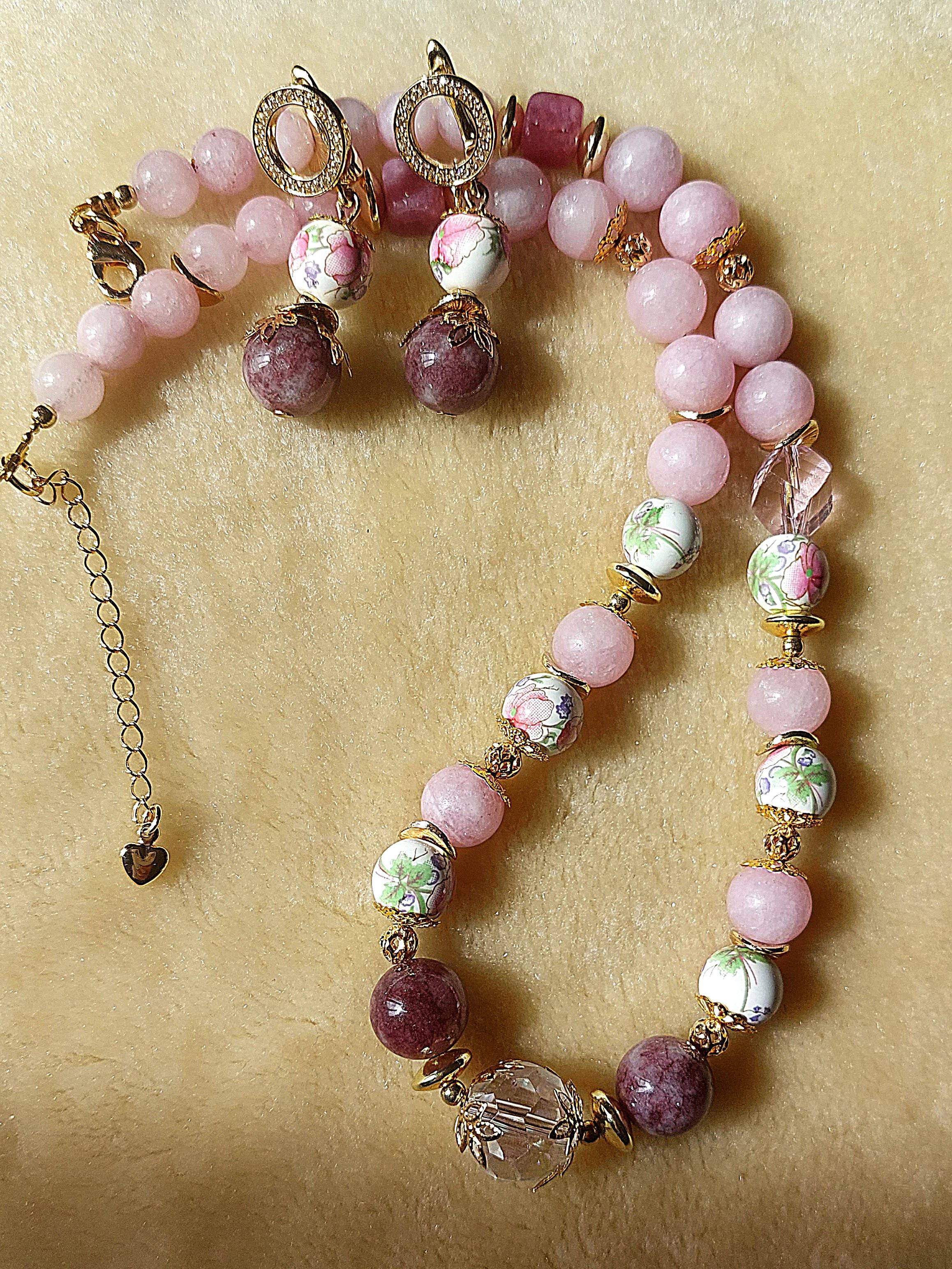 Ανοιξιάτικο Κολιέ με Lepidolite 🎀